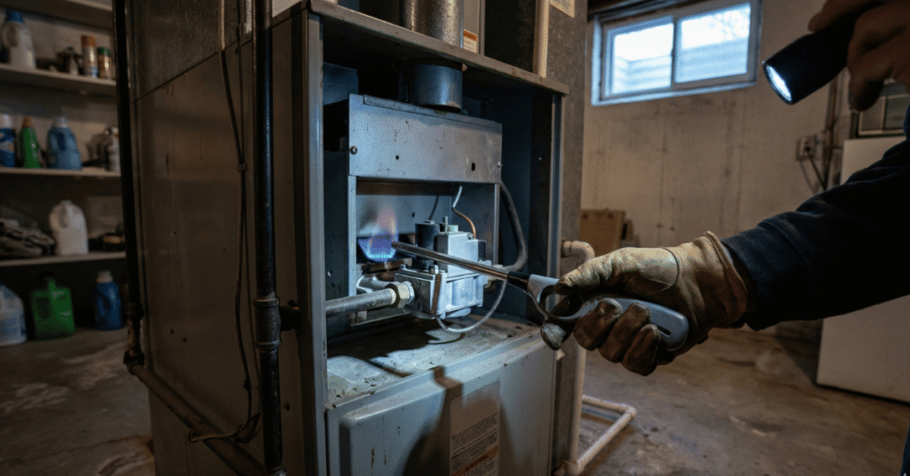 relight a pilot light on a gas furnace